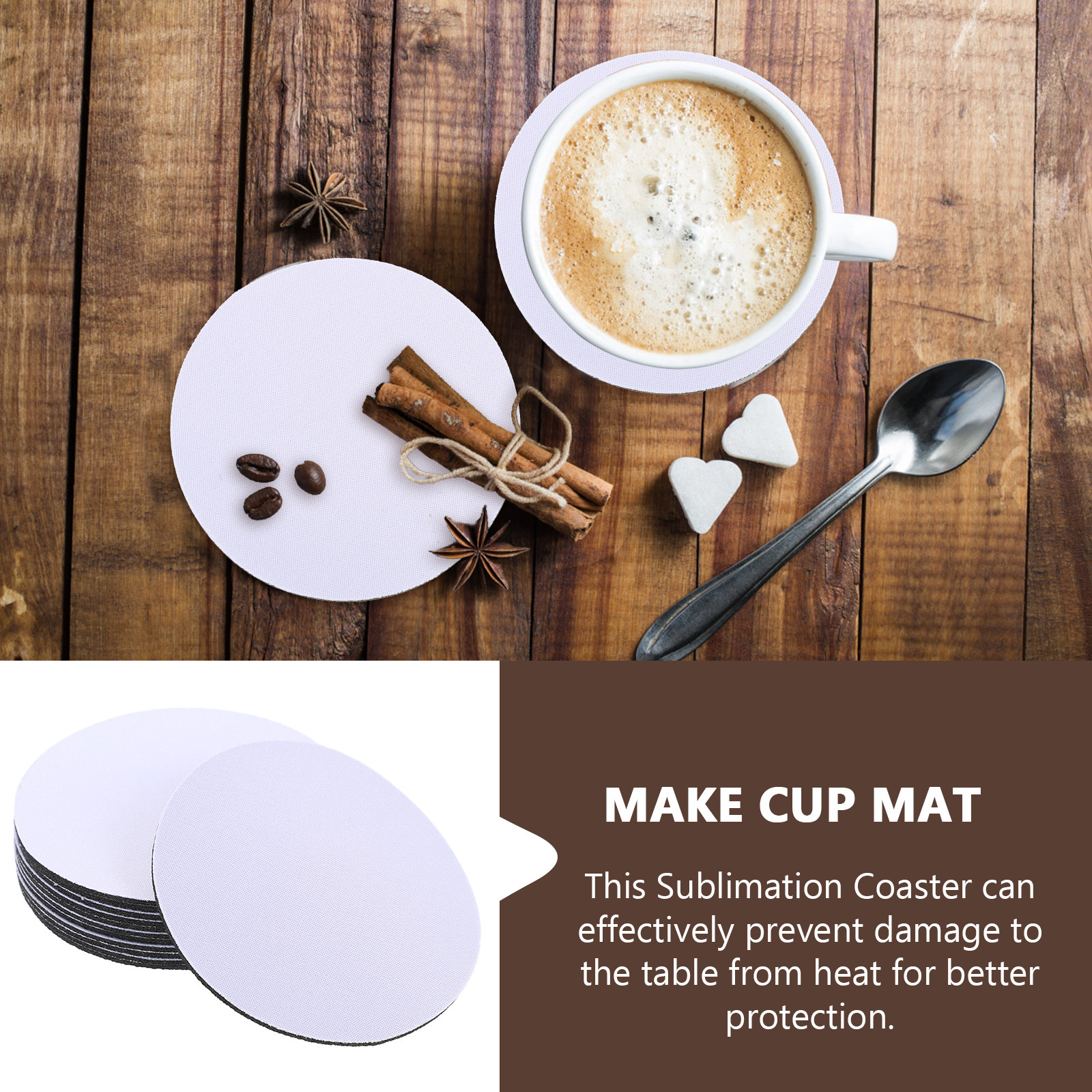 10Pcs Blank Heat Transfer Coas - огляд і ціна Coaster Sublimation Blank